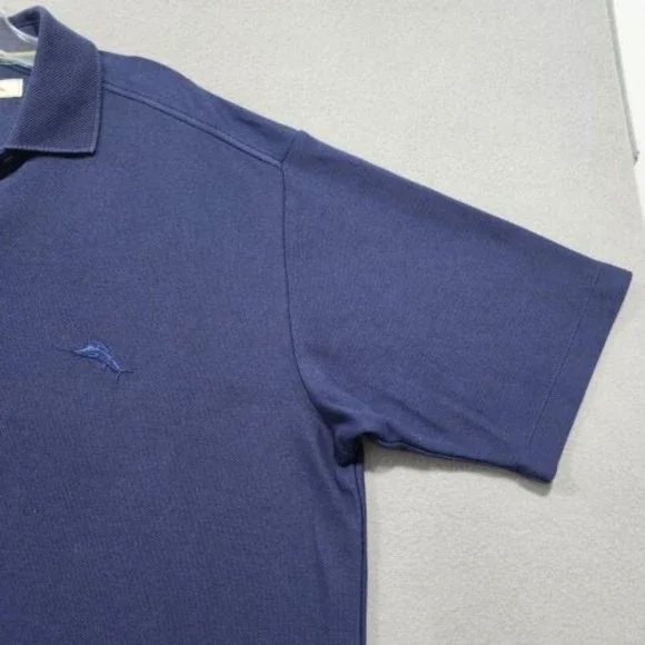 Tommy Bahama Polo Shirt Mens Large Blue 82% Pima Cotton Solid - Picture 5 of 14